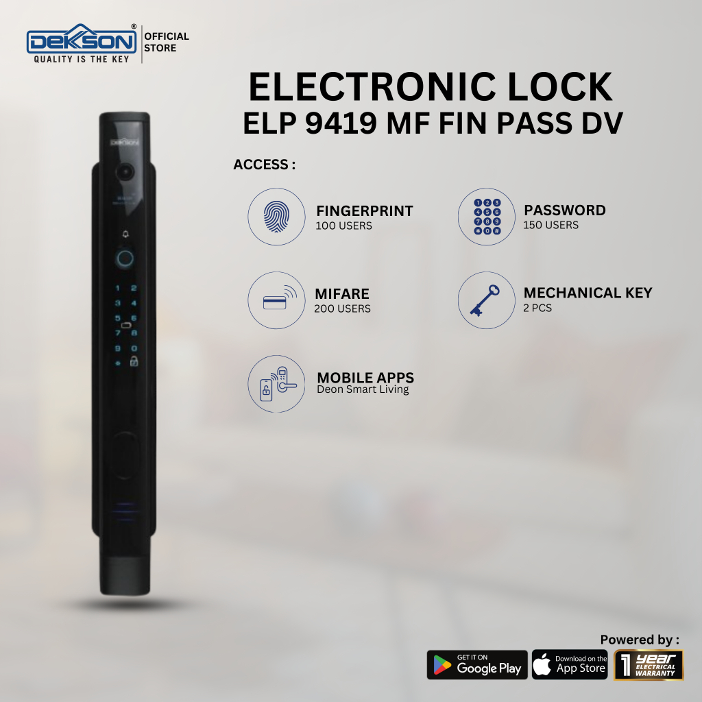 DKS ELECTRIC LOCK ELP 9419 MF PASS DV BLACK